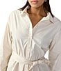 Color:Toasted Marshmallow - Image 4 - Button Front Long Sleeve Tiered Mini Shirt Dress