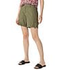 Color:Mossy Green - Image 3 - Cali Stretch Poplin Mid Rise Rolled Hem Cargo Shorts