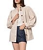 Sanctuary Carrie Funnel Neck Long Sleeve Button Front Denim Jacket - Image 1