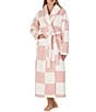 Sanctuary Check Print Long Sleeve Shawl Collar Cozy Sherpa Wrap Long Robe - Image 1