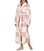 Sanctuary Check Print Long Sleeve Shawl Collar Cozy Sherpa Wrap Long Robe - Image 3
