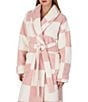 Sanctuary Check Print Long Sleeve Shawl Collar Cozy Sherpa Wrap Long Robe - Image 4