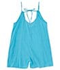 Color:Curacao - Image 3 - Coastal Covers Solid V-Neck Cut-Out Tie Back Seam Detail Swim Cover-Up Romper