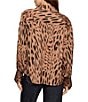 Sanctuary Colette Animal Print Crinkle Sateen Spread Collar Long Sleeve Button Front Blouse, Color:Mocha Leopard - Image 2