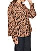 Sanctuary Colette Animal Print Crinkle Sateen Spread Collar Long Sleeve Button Front Blouse, Color:Mocha Leopard - Image 3