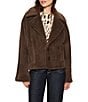 Sanctuary Colette Faux Fur Notch Lapel Long Sleeve Button Front Jacket, Color:Choco Chip - Image 2