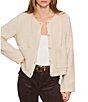 Sanctuary Cuddle Up Cozy Fleece Crew Neck Patch Pocket Button Front Cardigan, Color:Light Oat - Image 1