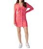 Color:Hyper Real - Image 1 - Daydream Printed Stretch Jersey Point Collar Long Sleeve Shirt Dress