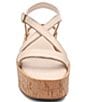 Color:Sand - Image 4 - Define Leather Platform Strappy Footbed Cork Sandals