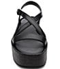 Color:Black/Black - Image 4 - Define Leather Platform Strappy Footbed Sandals