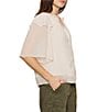 Sanctuary Deja Vu Ruffle V-Neck Short Sleeve Button Front Blouse, Color:Light Oak - Image 3
