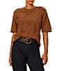 Sanctuary Diamond Stitch Round Neck Short Sleeve Sweater Tee - Image 1