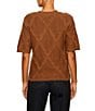 Sanctuary Diamond Stitch Round Neck Short Sleeve Sweater Tee - Image 2