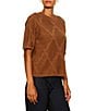 Sanctuary Diamond Stitch Round Neck Short Sleeve Sweater Tee - Image 3