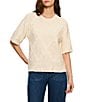Sanctuary Diamond Stitch Round Neck Short Sleeve Sweater Tee - Image 1