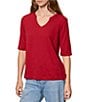Sanctuary Dolce Notch V-Neck Elbow Sleeve Knit Top - Image 3