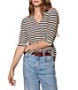 Sanctuary Dolce Striped Notch Neck 3/4 Sleeve Tee - Image 1