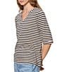Sanctuary Dolce Striped Notch Neck 3/4 Sleeve Tee - Image 3