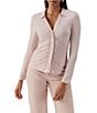 Sanctuary Dreamgirl Long Sleeve Point Collar Ruched Button Front Knit Top, Color:Light Rosewood - Image 1