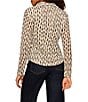 Sanctuary Dreamgirl Printed Mesh Point Collared Long Sleeve Ruched Button Front Top - Image 2