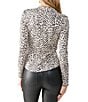 Color:Gental Spots - Image 2 - Dreamgirl Stretch Jersey Point Collar Long Sleeve Fitted Top
