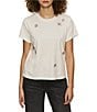 Sanctuary Organic Cotton Embellished Floral Crew Neck Short Sleeve Tee - Image 6
