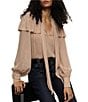 Sanctuary Fade Into You Ruffle Chiffon Notch Collar Blouse, Color:Fawn - Image 4