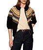 Sanctuary Fairisle Printed Short Sleeve Zip-Up Sweater - Image 1