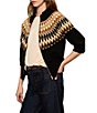 Sanctuary Fairisle Printed Short Sleeve Zip-Up Sweater - Image 3