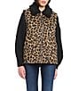 Sanctuary Faux Wool Leopard Print Sherpa Collar Patch Pocket Zip Front Vest, Color:Leopard/Black - Image 2