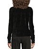 Sanctuary Fitted Collard Button Down Long Sleeve Velvet Top, Color:Black - Image 2