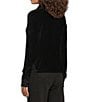 Sanctuary Fitted Collard Button Down Long Sleeve Velvet Top, Color:Black - Image 5