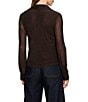 Sanctuary Fitted Mesh Leopard Printed Spread Collar Long Sleeve Button Front Top - Image 2