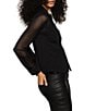 Sanctuary Fitted Mesh Spread Collar Long Sleeve Button Down Top, Color:Black - Image 3
