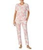 Color:Pink Floral - Image 1 - Floral Jersey Knit Top & Jogger Pajama Set