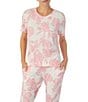 Color:Pink Floral - Image 3 - Floral Jersey Knit Top & Jogger Pajama Set