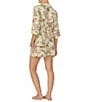 Color:Yellow Floral - Image 2 - Floral Print 3/4 Sleeve Short Pajama Set