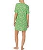 Color:Green Floral - Image 2 - Floral Print Jersey Knit Round Neck Short Sleeve Nightshirt