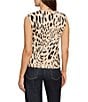Sanctuary Fuzzy Leopard Print Texture Knit Crew Neck Sleeveless Cami Sweater Top, Color:Mother Leopard - Image 2