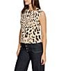 Sanctuary Fuzzy Leopard Print Texture Knit Crew Neck Sleeveless Cami Sweater Top, Color:Mother Leopard - Image 3