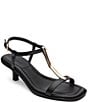 Color:Black - Image 1 - Glow Leather Ankle Strap Sandals