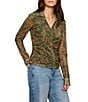 Sanctuary Juno Paisley Printed Spread Collar Button Front Mesh Top - Image 3