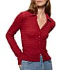 Sanctuary Juno Textured Spread Collar Long Sleeve Button Front Knit Top - Image 3