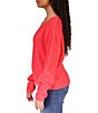Color:Sunset Red - Image 3 - Keep It Chill V-Neck Long Sleeve Pullover Sweater