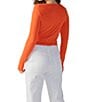 Color:Red Hots - Image 2 - Keep It Sleek Ponte Stretch Long Sleeve Crisscross Hem Cropped Top Shirt