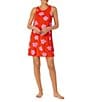 Color:Red Print - Image 1 - Knit Floral Print Sleeveless High Crew Neck Nightgown