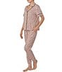 Color:Pink/Heart - Image 3 - Knit Heart Print Short Sleeve Notch Collar Top & Jogger Pajama Set