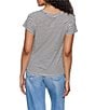 Sanctuary Knit Stripe Short Sleeve Notch Tee, Color:Light Oat - Image 2