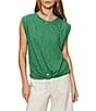 Sanctuary Knotted Crew Neck Muscle Sleeve Slub Jersey Tee - Image 1