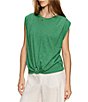 Sanctuary Knotted Crew Neck Muscle Sleeve Slub Jersey Tee - Image 3